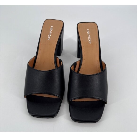 Lisa Vicky Womens Sandals Vital Black Nappa Open Toe Block Heel 9.5 - Picture 3 of 11